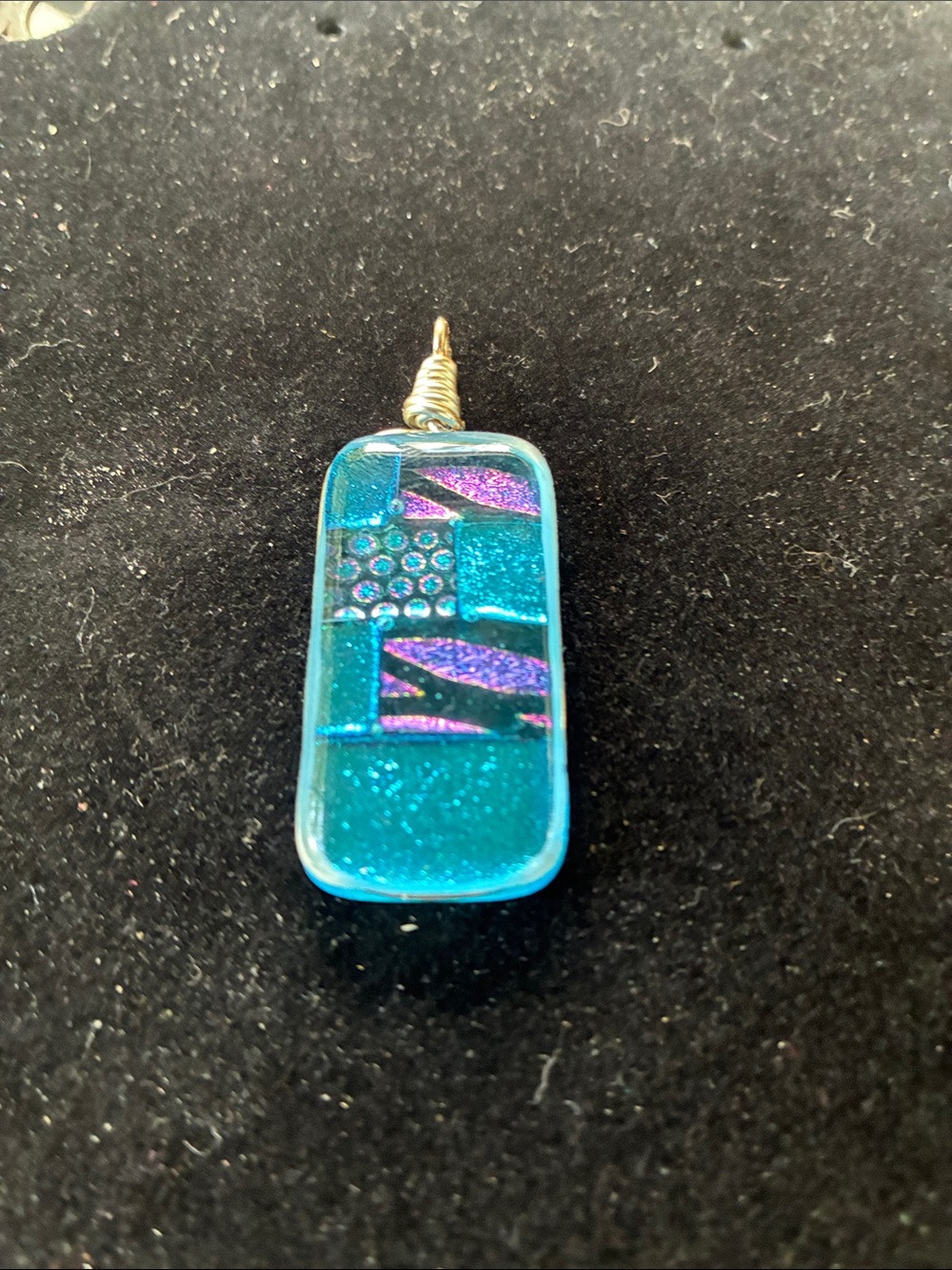 Handmade Teal Iridescent Dichroic Pendant